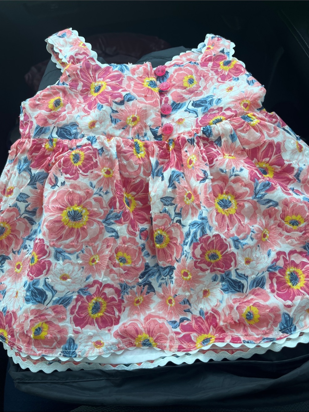 Max Studio Kids Girls 3T Pink Floral Sundress Ric Rac Trim